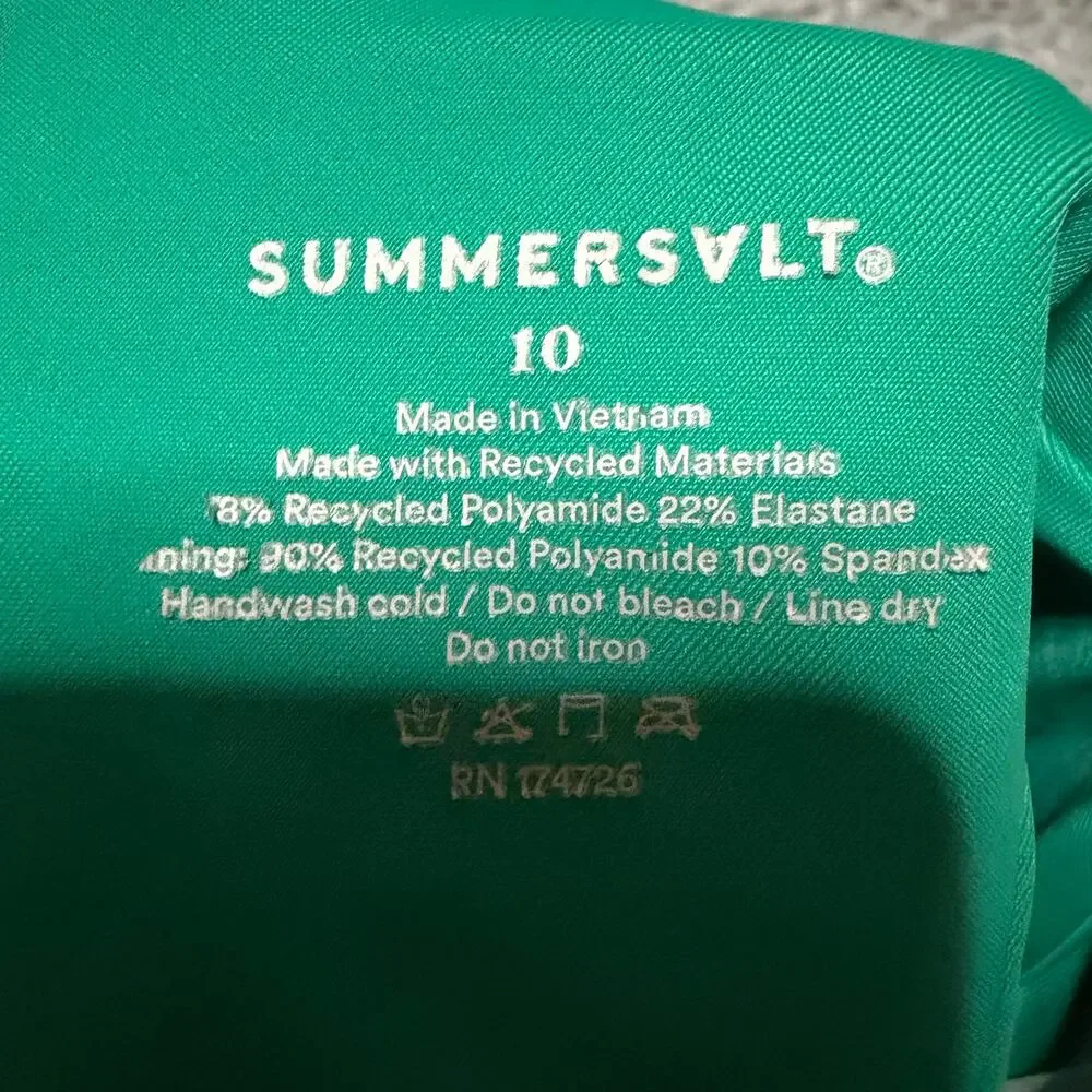 Summersalt Sidestroke Swimsuit Womens 10 Seaweed Seaglass & White